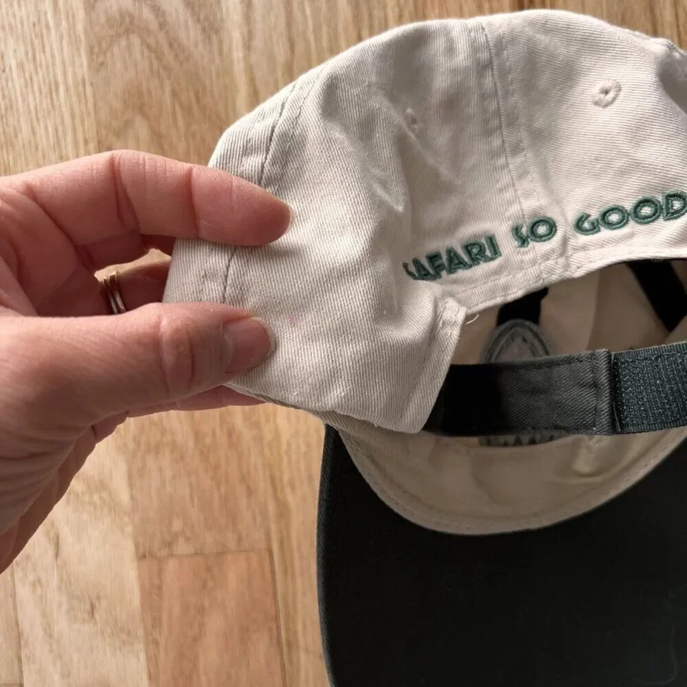 cotton safari baseball cap beige green hat one size adjustable‎ strap vacation